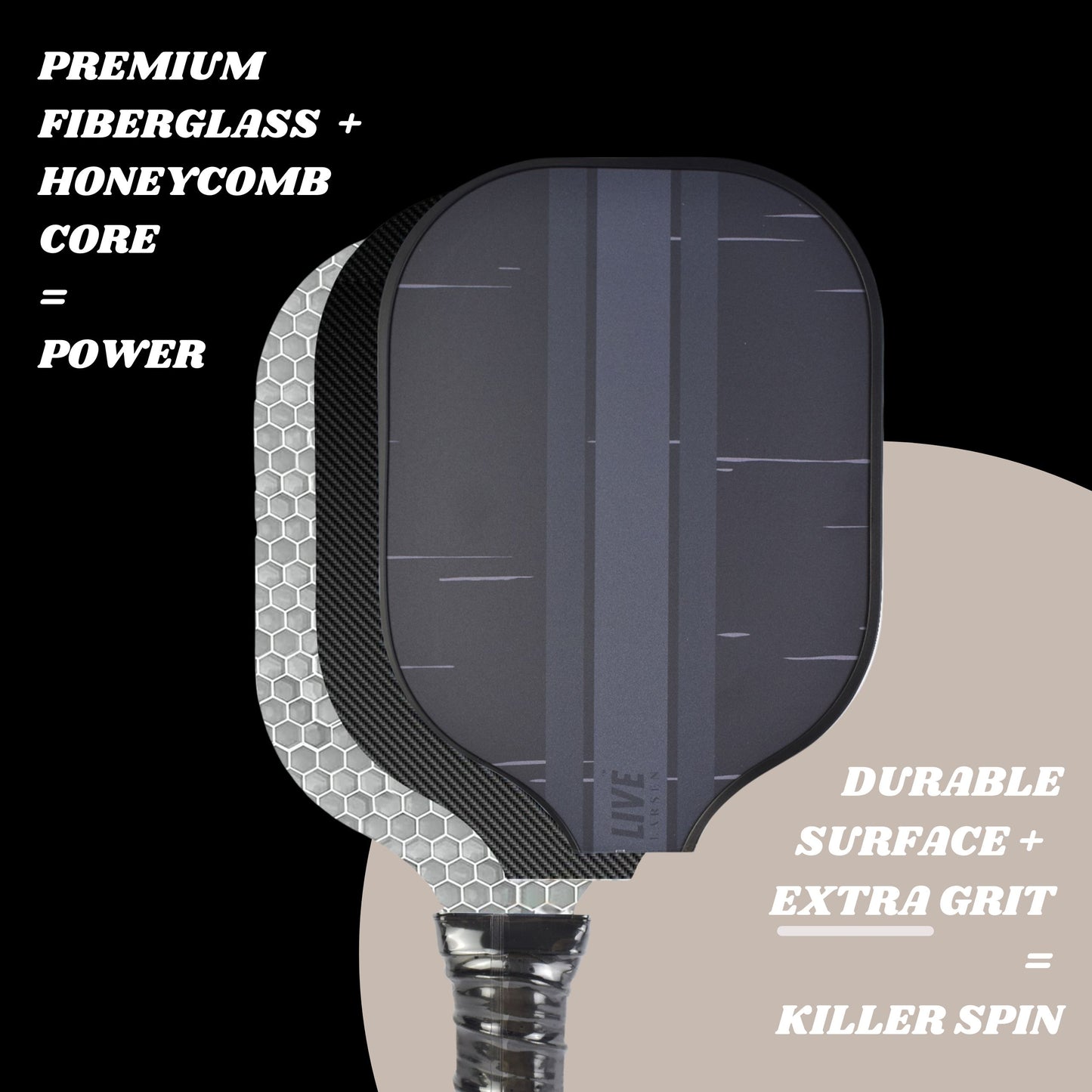 The Dark Horse: High GRIT Honeycomb Core Premium Fiberglass Paddle