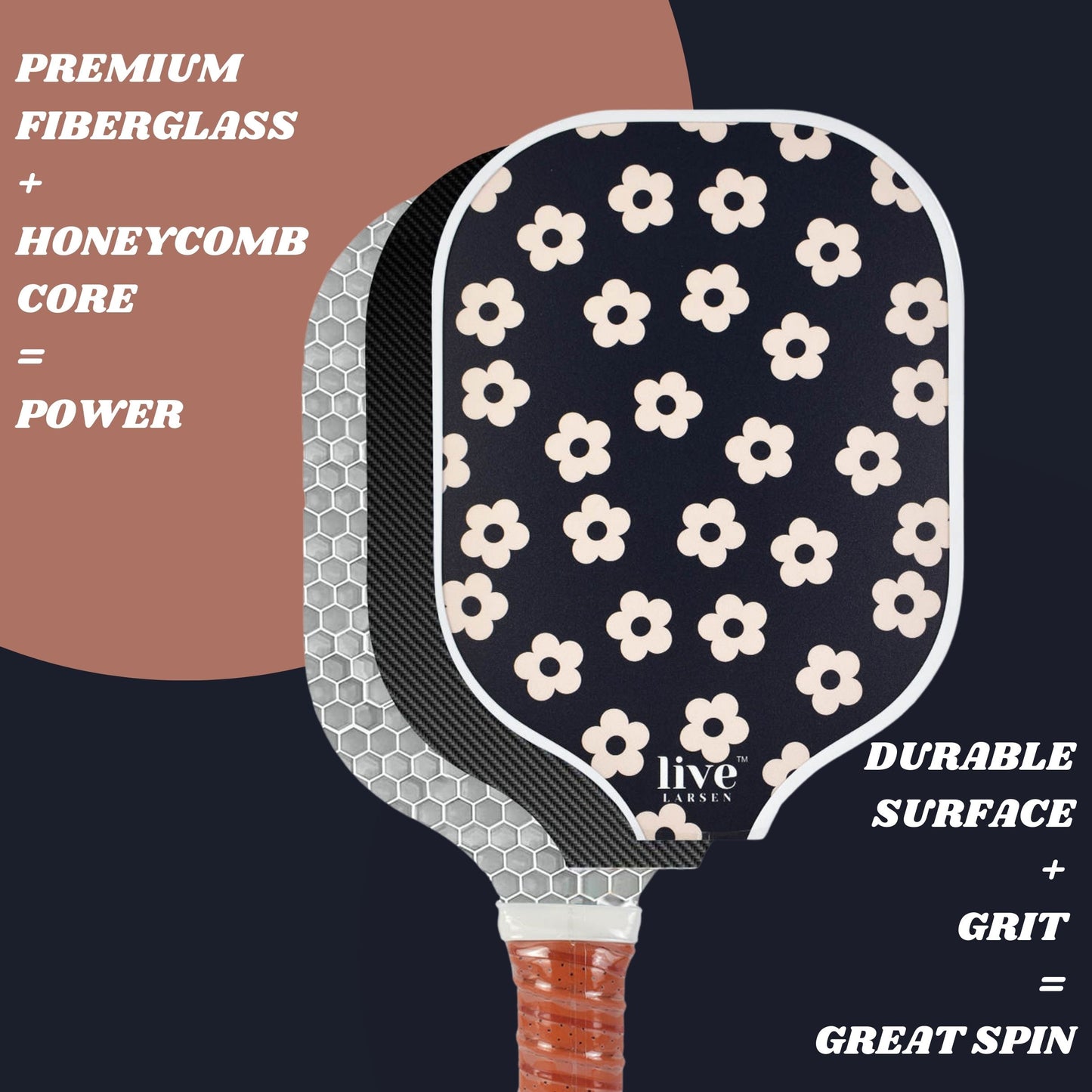 Flower Power: Premium Fiberglass Honeycomb Core Pickleball Paddle