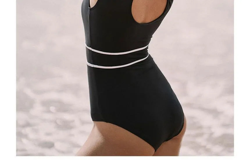 "The Audrey" One Piece Black Full Coverage Slimming Swimsuit