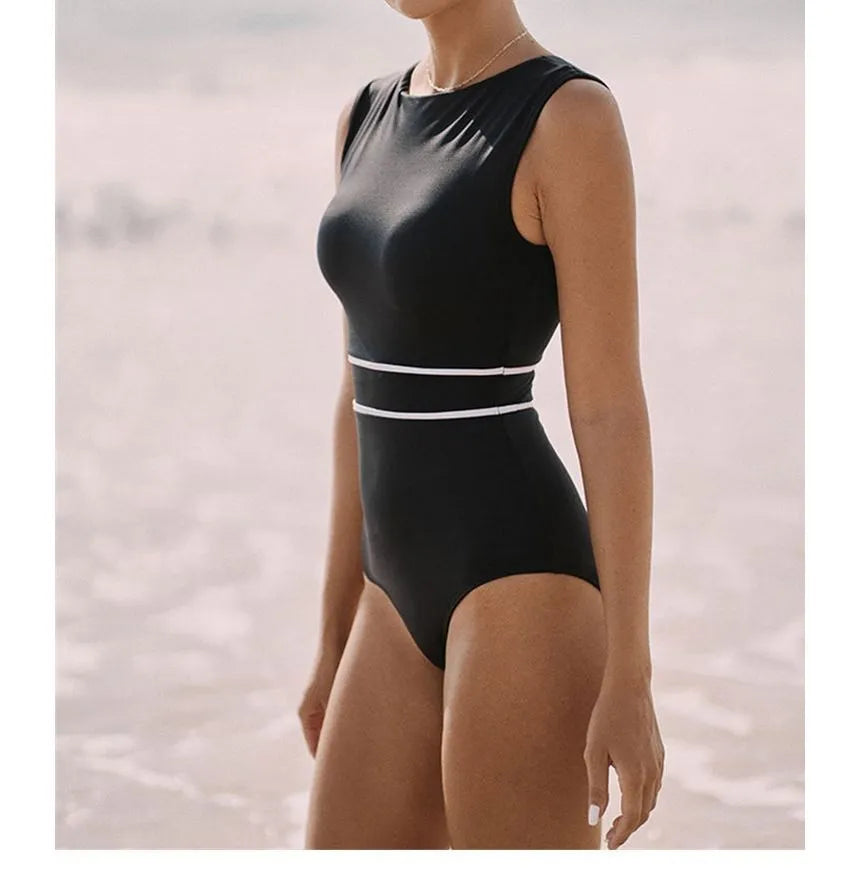 "The Audrey" One Piece Black Full Coverage Slimming Swimsuit
